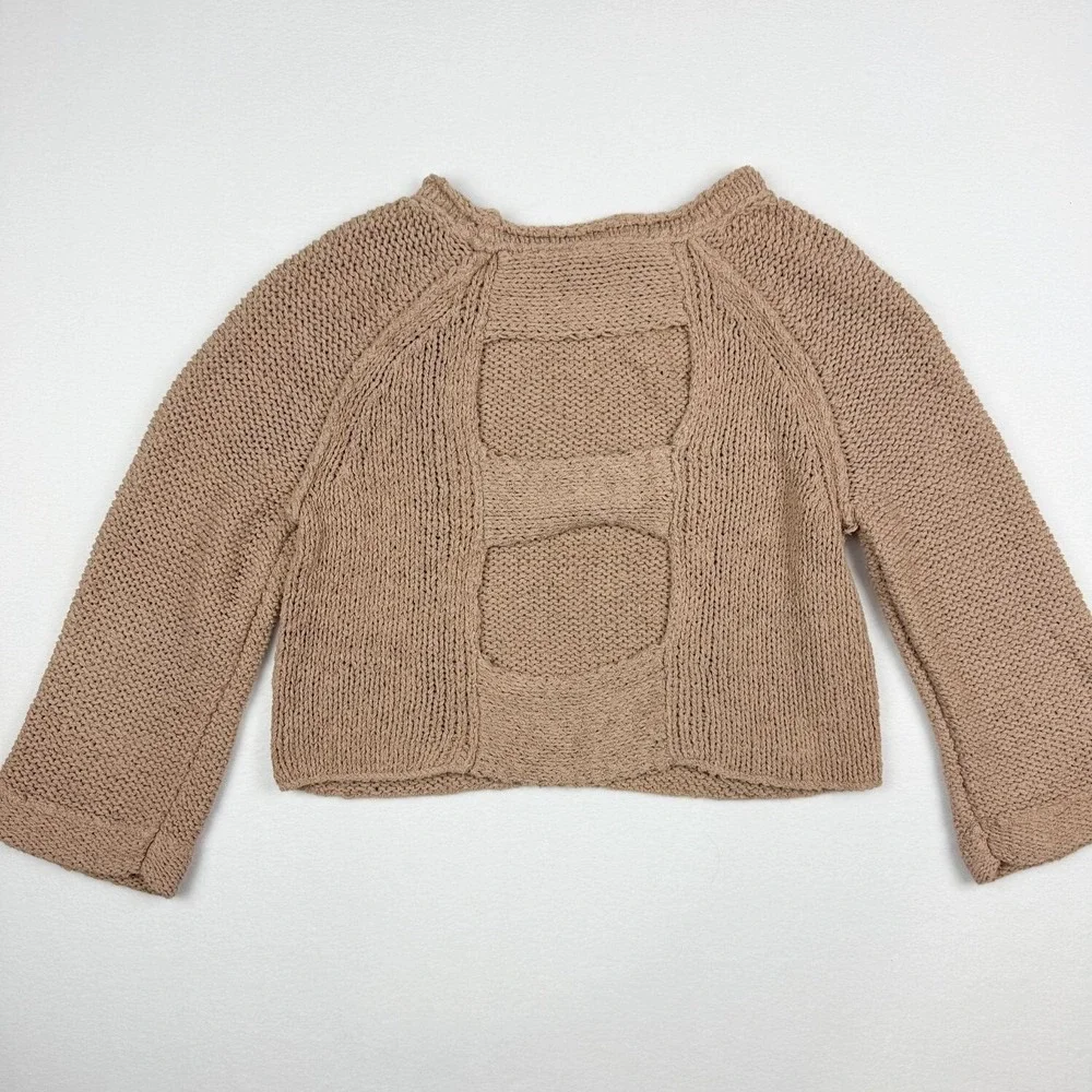 Free People Endless Stories‎ Sweater XS Womens Mauve Boho Open Back Knit